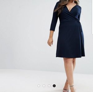 Midi tea wrap dress (navy blue)